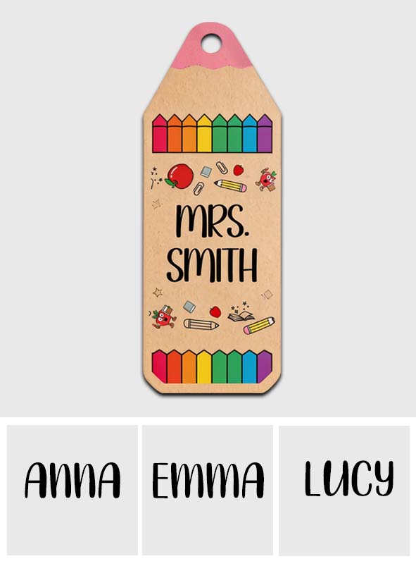 Pencil Crayon Teacher Door Hanger - Personalized Teacher Custom Shaped Wood Sign
