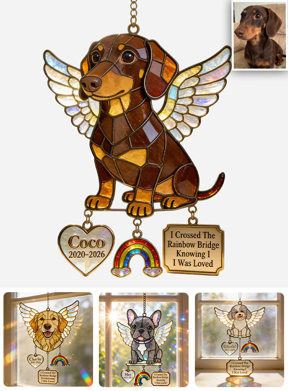 Forever In My Heart - Personalized Dog Window Hanging Suncatcher With Charms