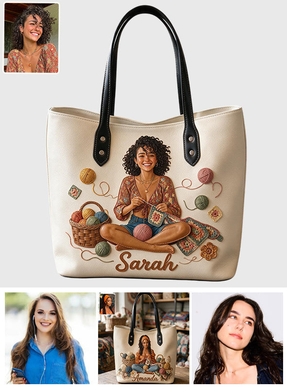 Life Is Better with Yarn - Personalized Crocheting Leather Bag