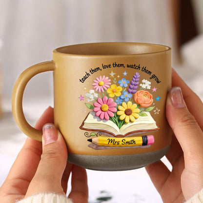 Teacher Gifts Boho Kraft - Personalized Teacher Printed Pottery Mug