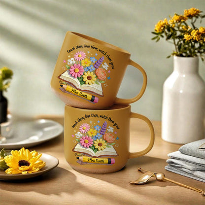 Teacher Gifts Boho Kraft - Personalized Teacher Printed Pottery Mug