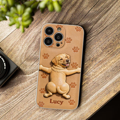 Pet Mom, Dog Lovers Gift Idea - Personalized Dog 3D Embossed Leather Phone Case