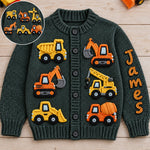 Construction Machines - Personalized Kid Cardigan Sweater