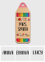 Pencil Crayon Teacher Door Hanger - Personalized Teacher Custom Shaped Wood Sign