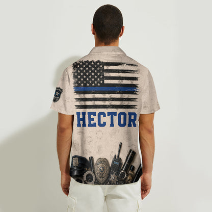 Blue Line - Personalized Police Officer Hawaiian Shirt