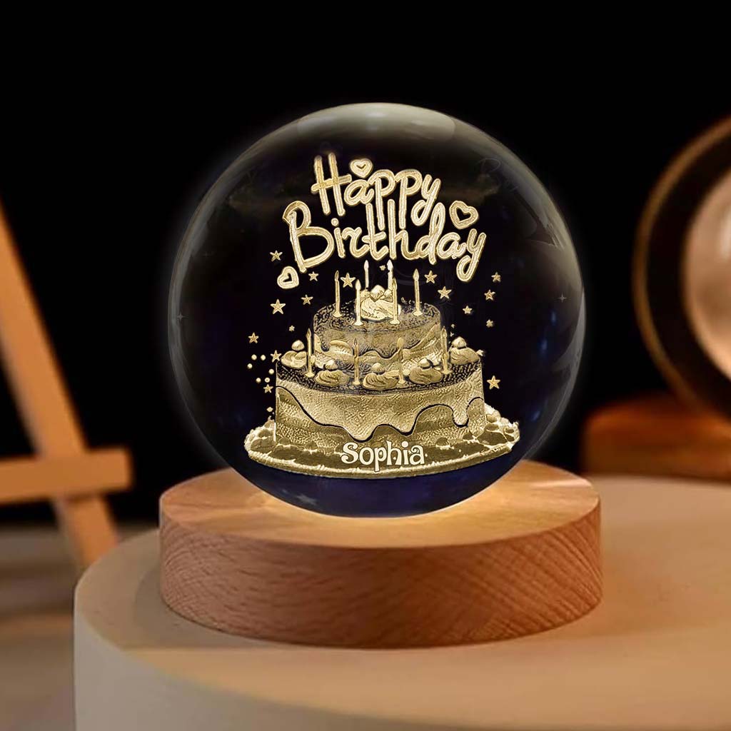 Happy Birthday - Personalized Birthday Crystal Ball Night Light