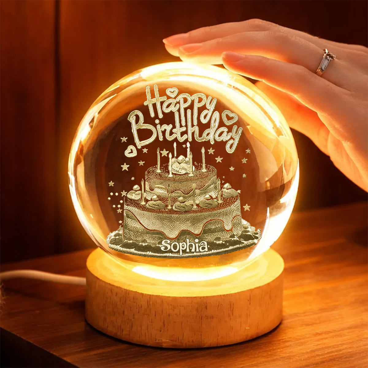 Happy Birthday - Personalized Birthday Crystal Ball Night Light