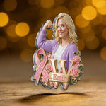 In This Fight, No One Stands Alone - Personalized Breast Cancer Awareness 3D Embossed Enamel Pin
