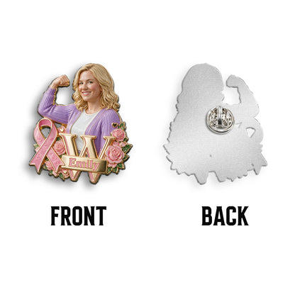 In This Fight, No One Stands Alone - Personalized Breast Cancer Awareness 3D Embossed Enamel Pin