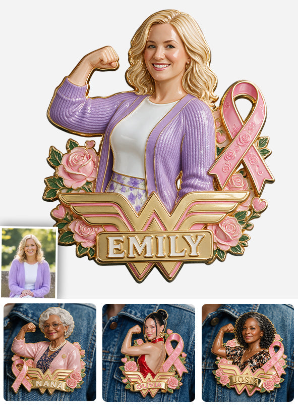 In This Fight, No One Stands Alone - Personalized Breast Cancer Awareness 3D Embossed Enamel Pin