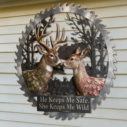 She Keeps Me Wild - Personalized Hunting 3D Printed Cut Metal Sign