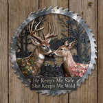 She Keeps Me Wild - Personalized Hunting 3D Printed Cut Metal Sign