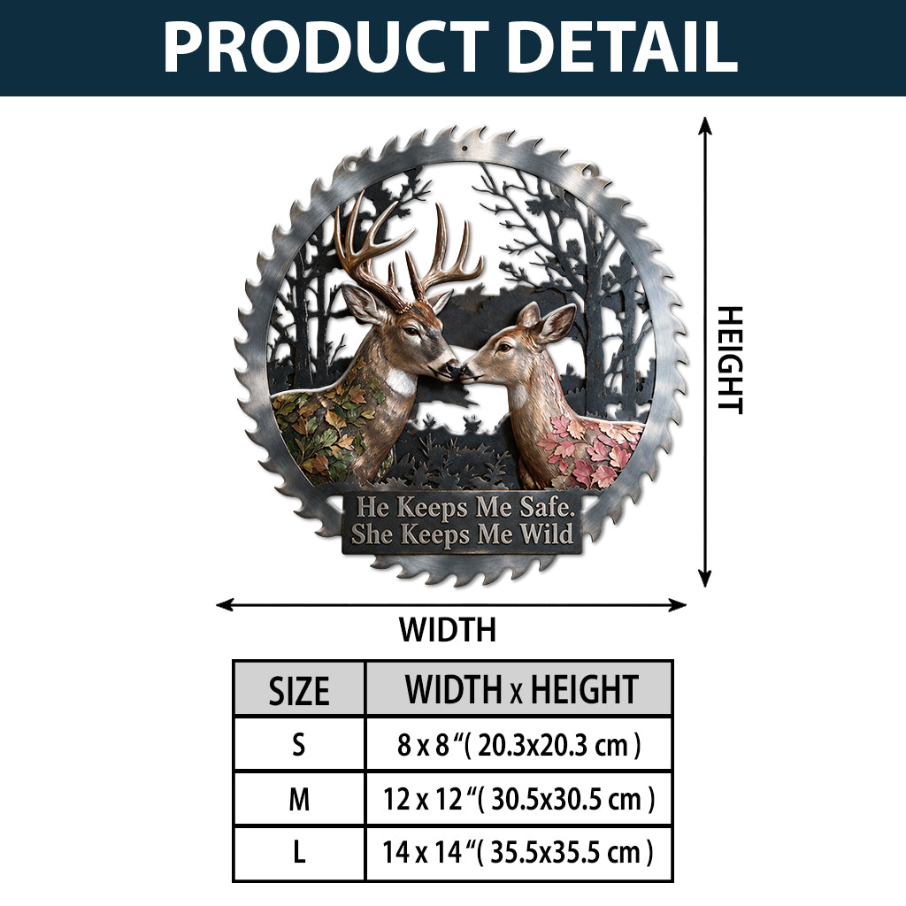 She Keeps Me Wild - Personalized Hunting 3D Printed Cut Metal Sign