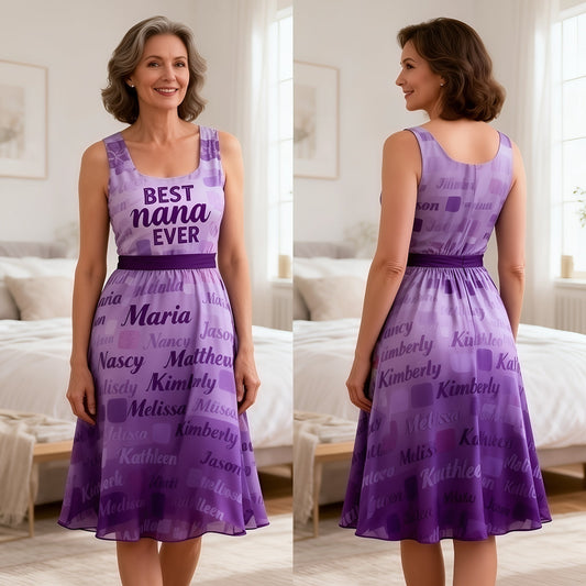 Best Nana Ever - Personalized Grandma Sleeveless Dress
