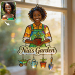 Custom Any Photo - Personalized Gardening Window Hanging Suncatcher With Charms