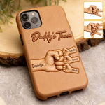 Daddy's Team - Personalized Father 3D Embossed Leather Phone Case