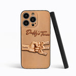 Daddy's Team - Personalized Father 3D Embossed Leather Phone Case