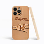 Daddy's Team - Personalized Father 3D Embossed Leather Phone Case
