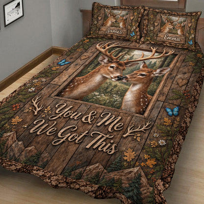 You & Me We Got This - Personalized Hunting Quilt Set