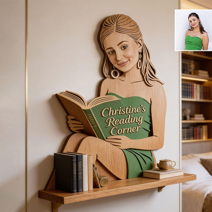Book Worm - Personalized Book Wooden Floating Shelf