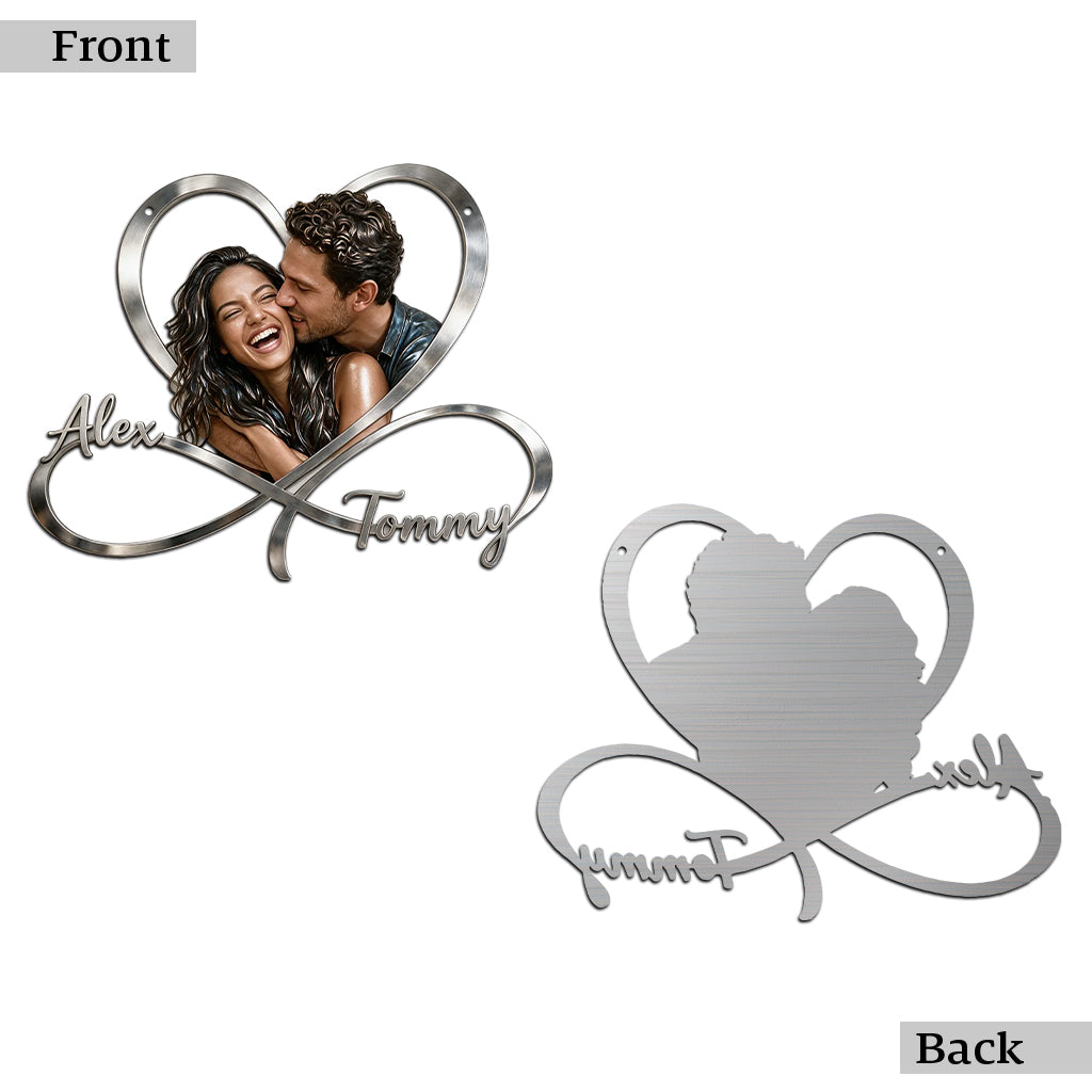 Love You Infinite, Bedroom Decoration - Personalized Couple Cut Metal Sign