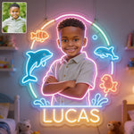 Any Photo Any Theme - Dinosaur, Astronaut, Construction,.... - Personalized Kid Neon LED Light Sign