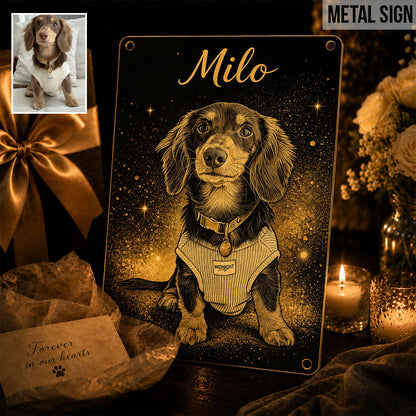 Forever In Our Hearts - Personalized Dog Cut Metal Sign