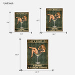 That's What I Do I Drink & I Know Things Retro Pin-up - Personalized Cocktail Custom Shaped Wood Sign