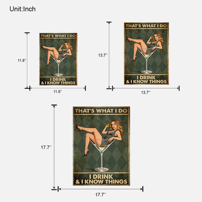 That's What I Do I Drink & I Know Things Retro Pin-up - Personalized Cocktail Custom Shaped Wood Sign