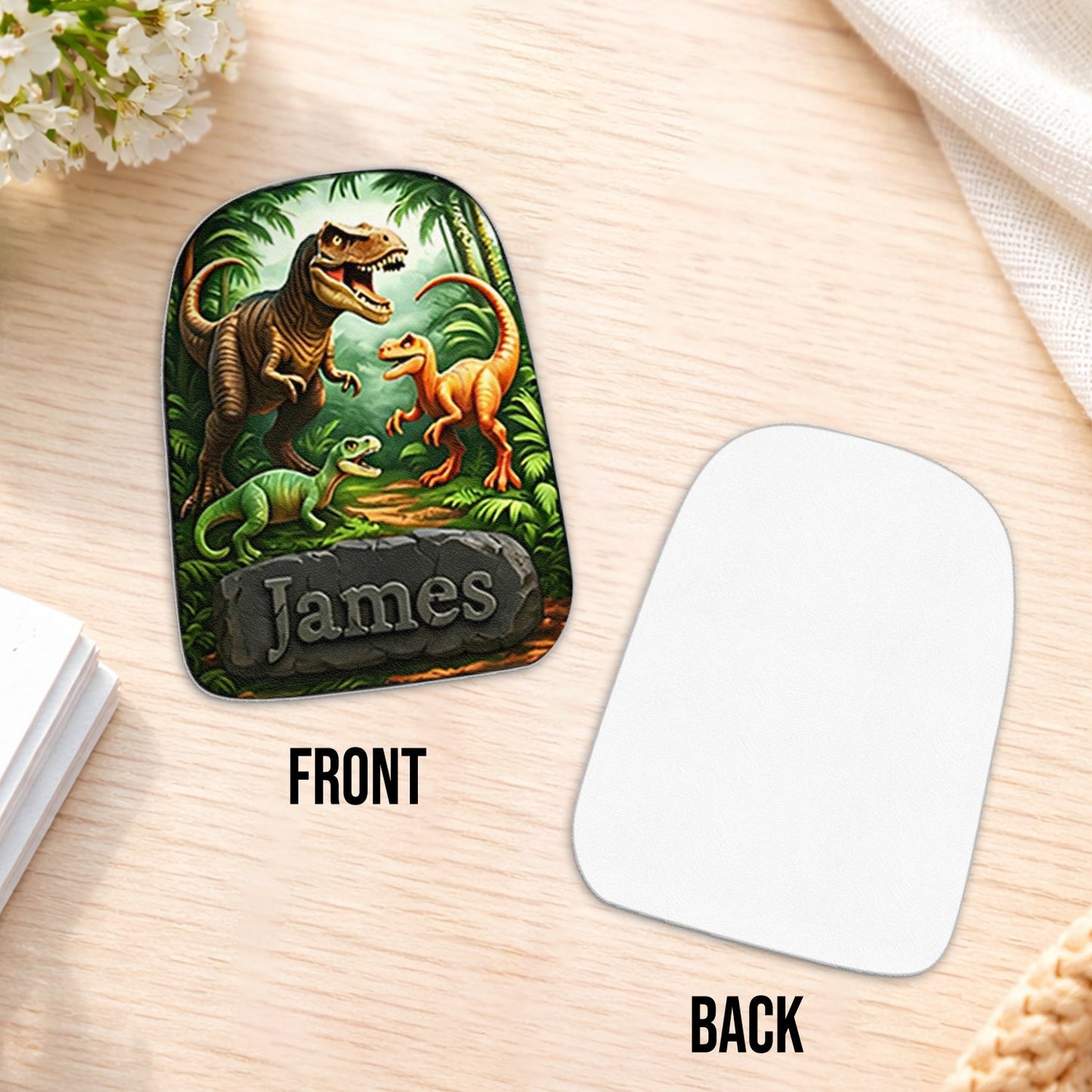 Dinosaur Back To School Gift for Kids - Personalized Kid Changeable Leather Patch Backpack