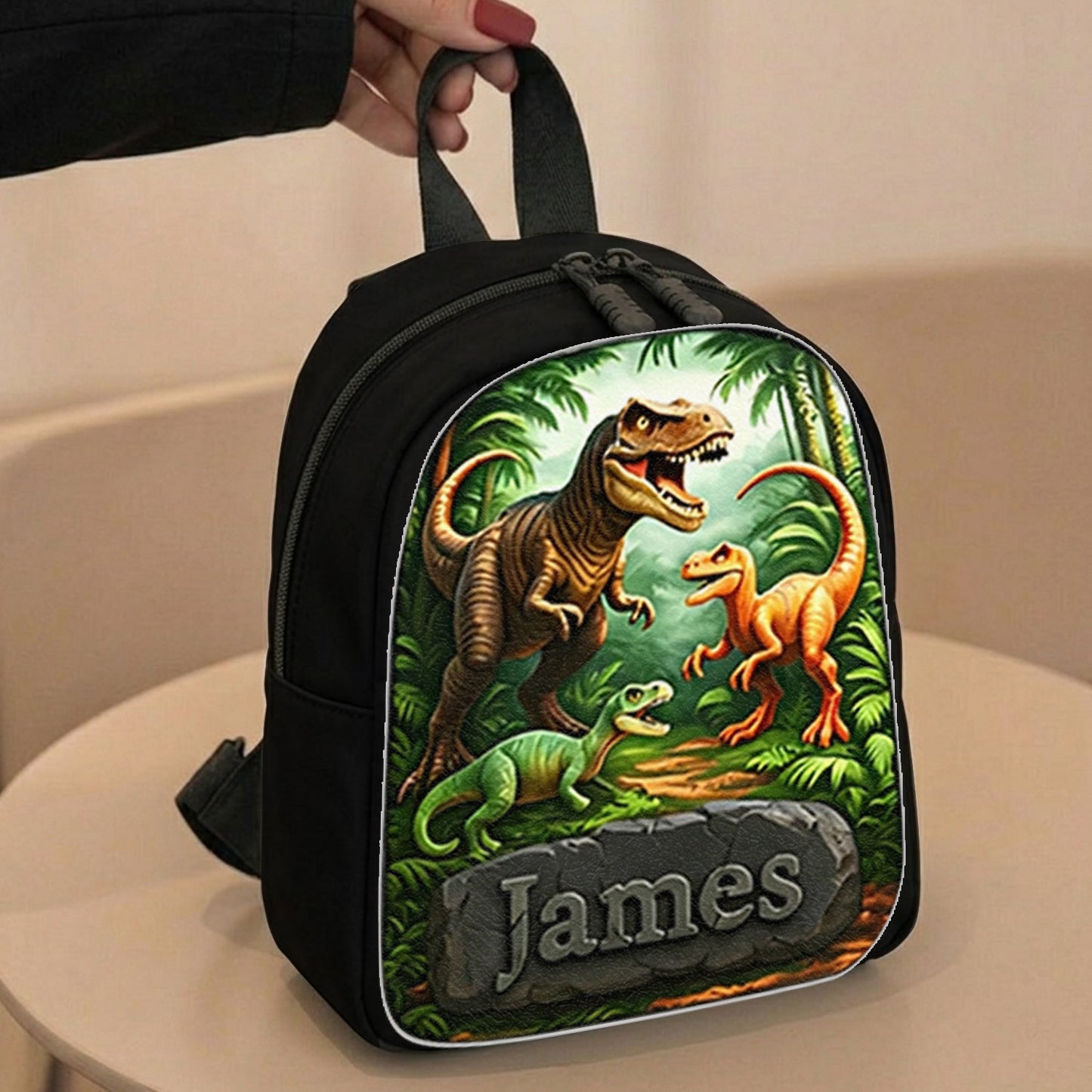 Dinosaur Back To School Gift for Kids - Personalized Kid Changeable Leather Patch Backpack