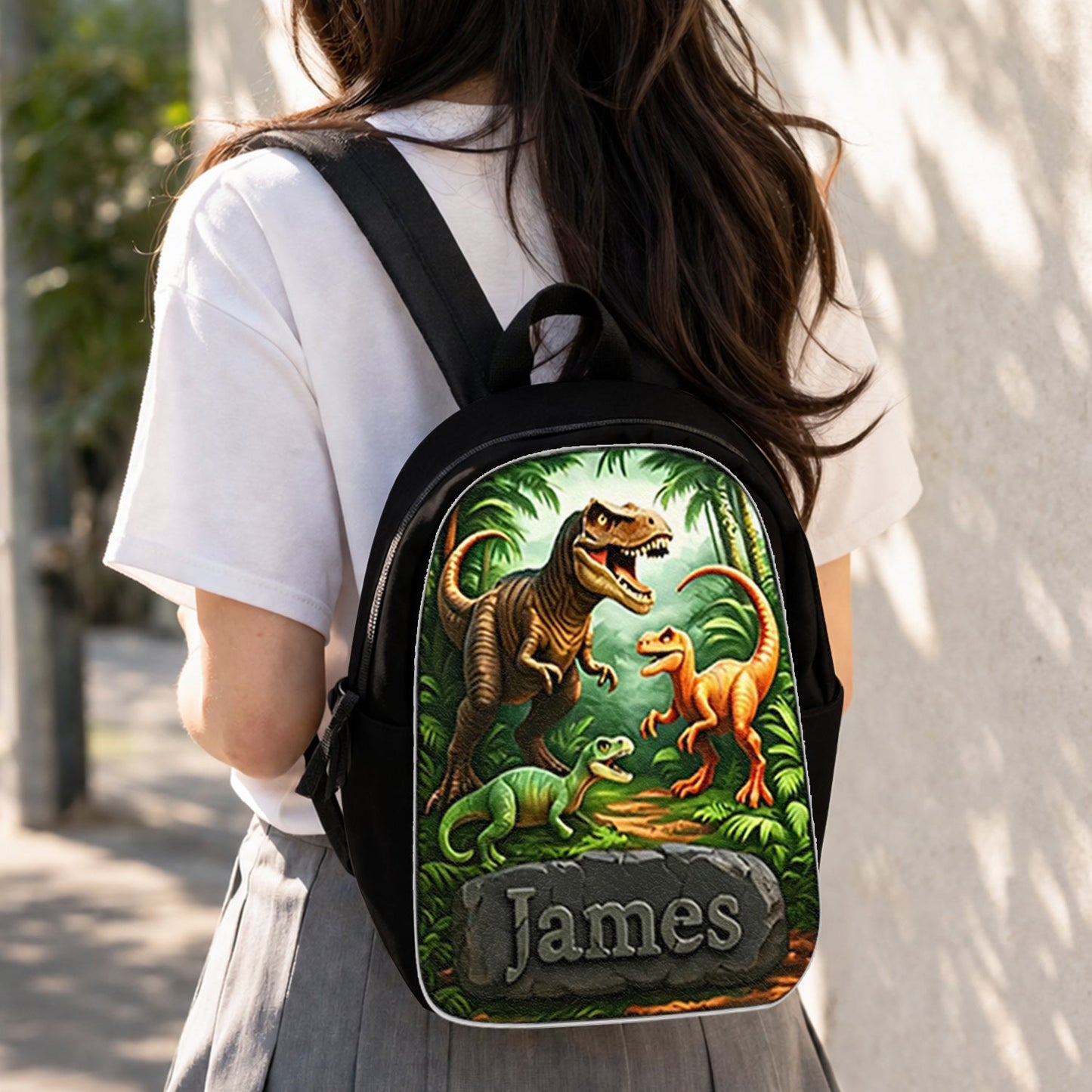 Dinosaur Back To School Gift for Kids - Personalized Kid Changeable Leather Patch Backpack