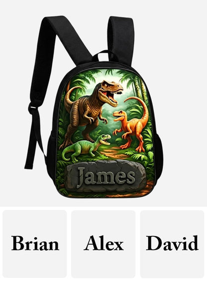 Dinosaur Back To School Gift for Kids - Personalized Kid Changeable Leather Patch Backpack