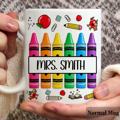 Pencil Crayon Teacher Mug - Personalized Teacher Mug