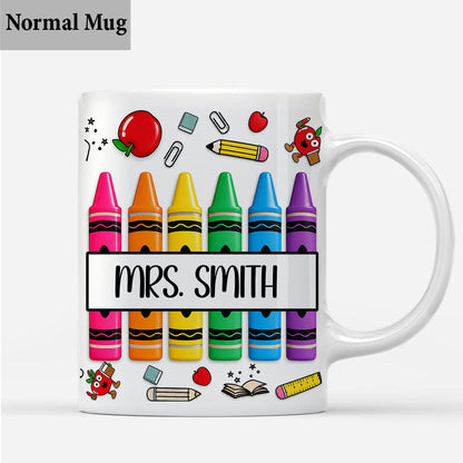 Pencil Crayon Teacher Mug - Personalized Teacher Mug
