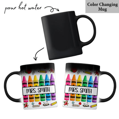 Pencil Crayon Teacher Mug - Personalized Teacher Mug