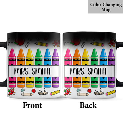 Pencil Crayon Teacher Mug - Personalized Teacher Mug