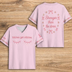 Breast Cancer Awareness, B*tches Get Stitches - Personalized Breast Cancer Awareness Fully Printed V-Neck T-Shirt