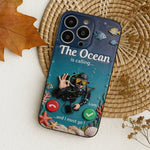Tropical Sea Life - Personalized Scuba Diving 3D Embossed Leather Phone Case