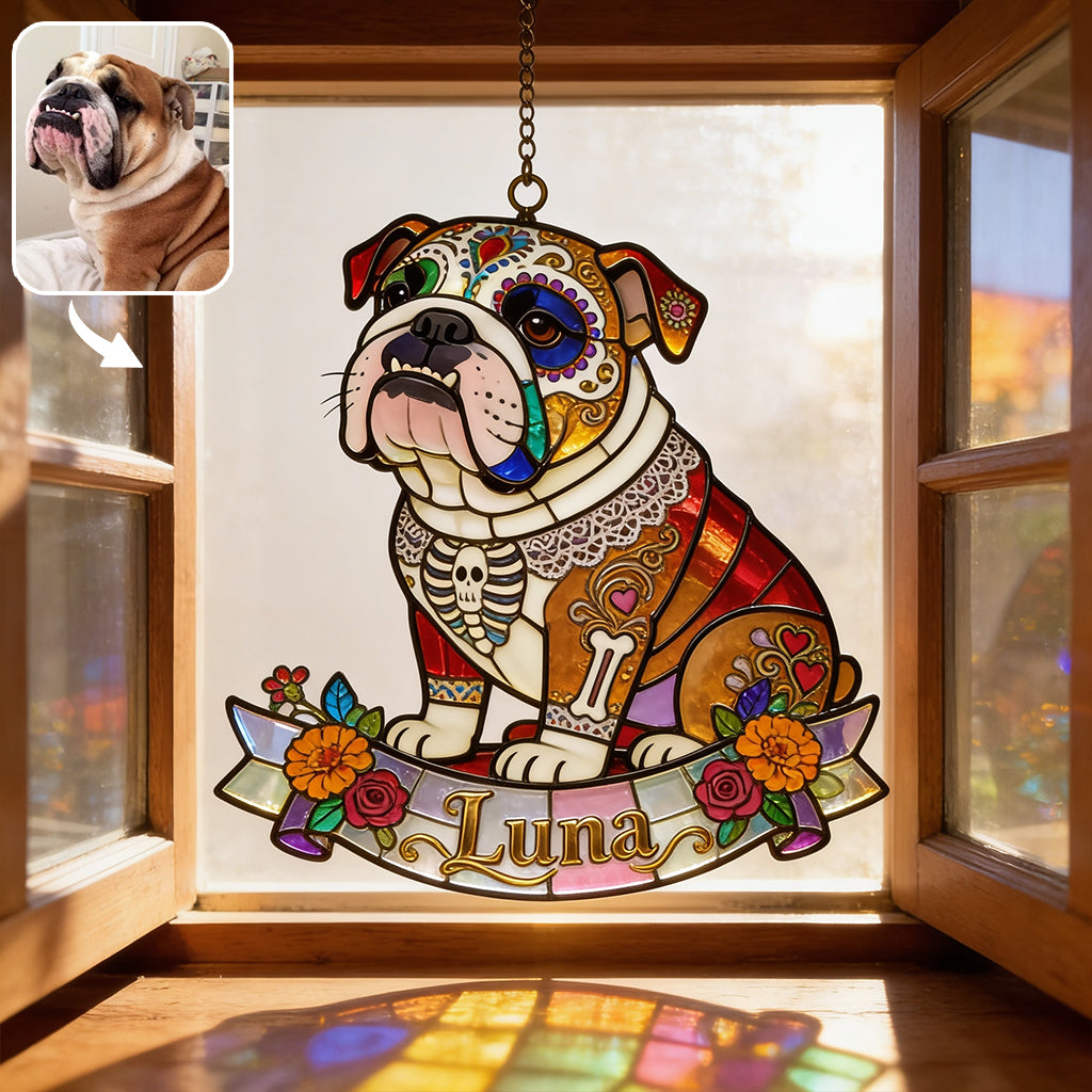 Celebrate Day Of The Dead - Personalized Pet 3D Printed Glass Suncatcher