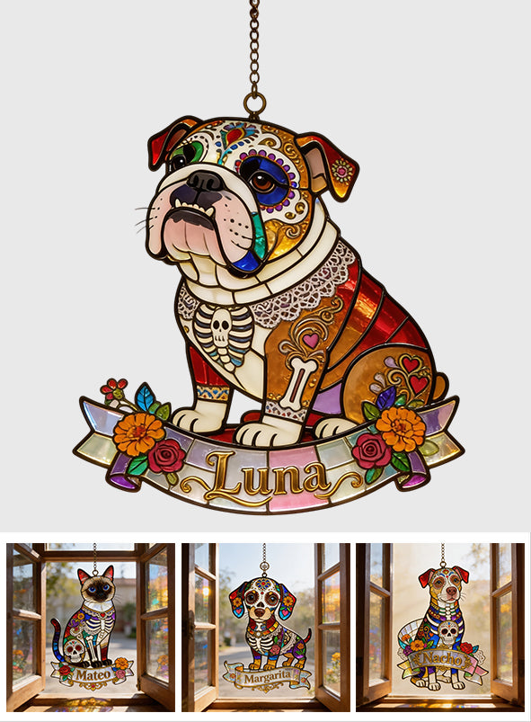 Celebrate Day Of The Dead - Personalized Pet 3D Printed Glass Suncatcher