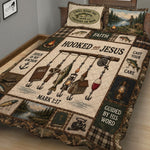 Fishing Lovers Gift, Hooked On Jesus - Personalized Fishing Quilt Set