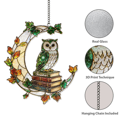 Book Worm - Personalized Book 3D Printed Glass Suncatcher