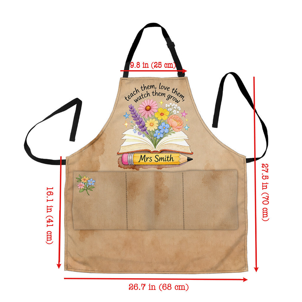 Teacher Gifts Boho Kraft - Personalized Teacher Apron With Pockets