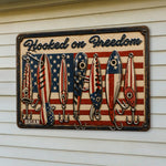 Patriotic Fishing Rod USA Flag - Personalized Fishing 3D Printed Cut Metal Sign