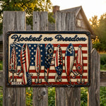 Patriotic Fishing Rod USA Flag - Personalized Fishing 3D Printed Cut Metal Sign