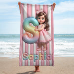 Kids Summer Letter - Personalized Kid Quick-dry Beach Towel/ Bath Towel