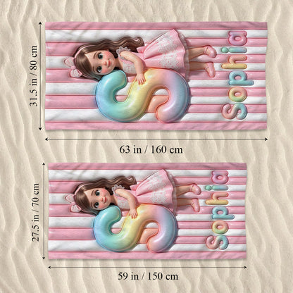Kids Summer Letter - Personalized Kid Quick-dry Beach Towel/ Bath Towel