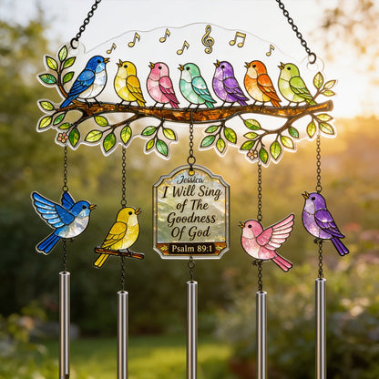I Will Sing Of The Goodness Of God - Personalized Christian Wind Chime With Charm