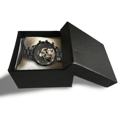 Couple Skull Watch Set With Case - Personalized Couple Hand Watch